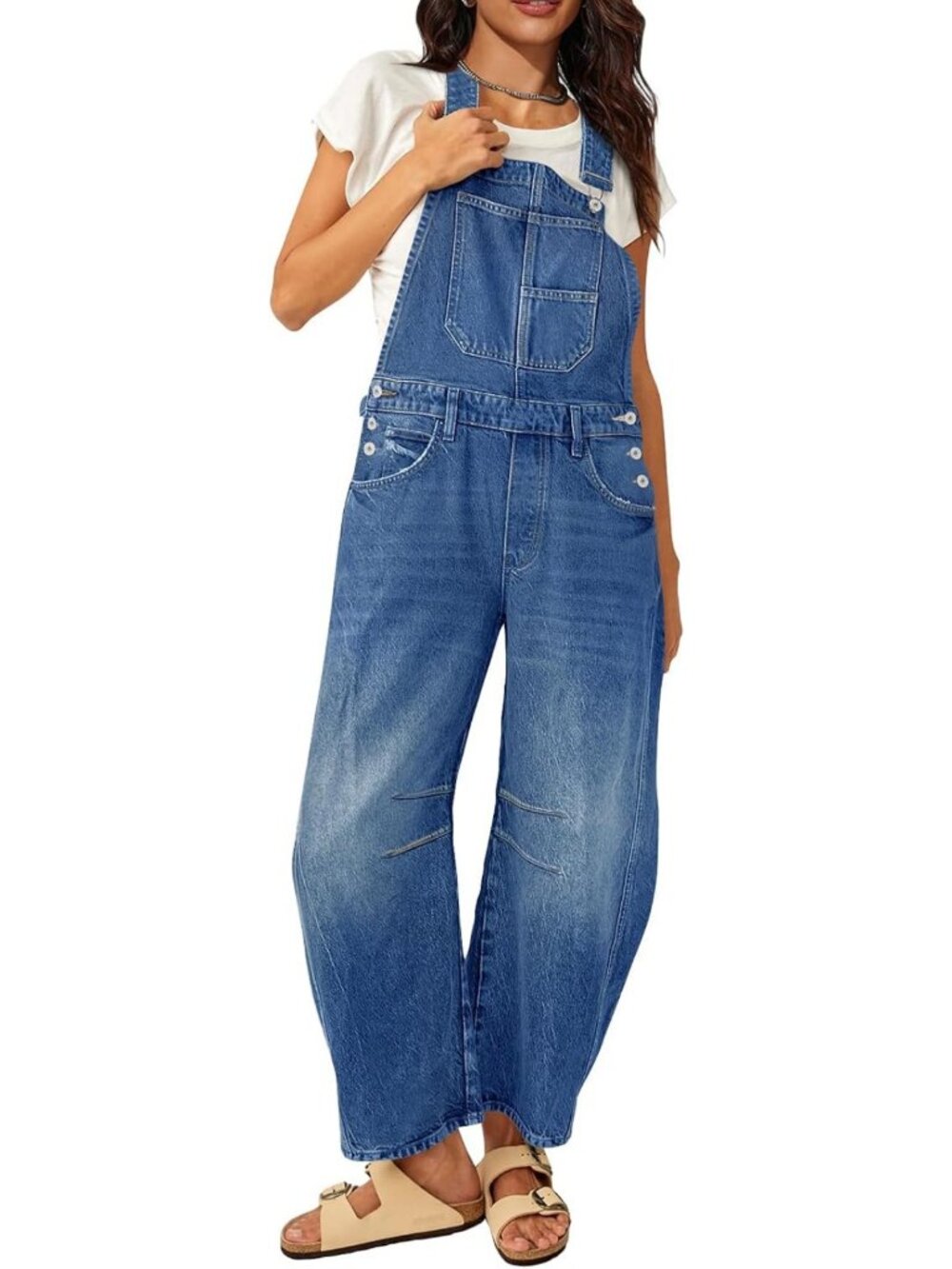 Trendy Women's Denim Barrel Overalls | Casual Loose Fit Jumpsuit & Bib Romper